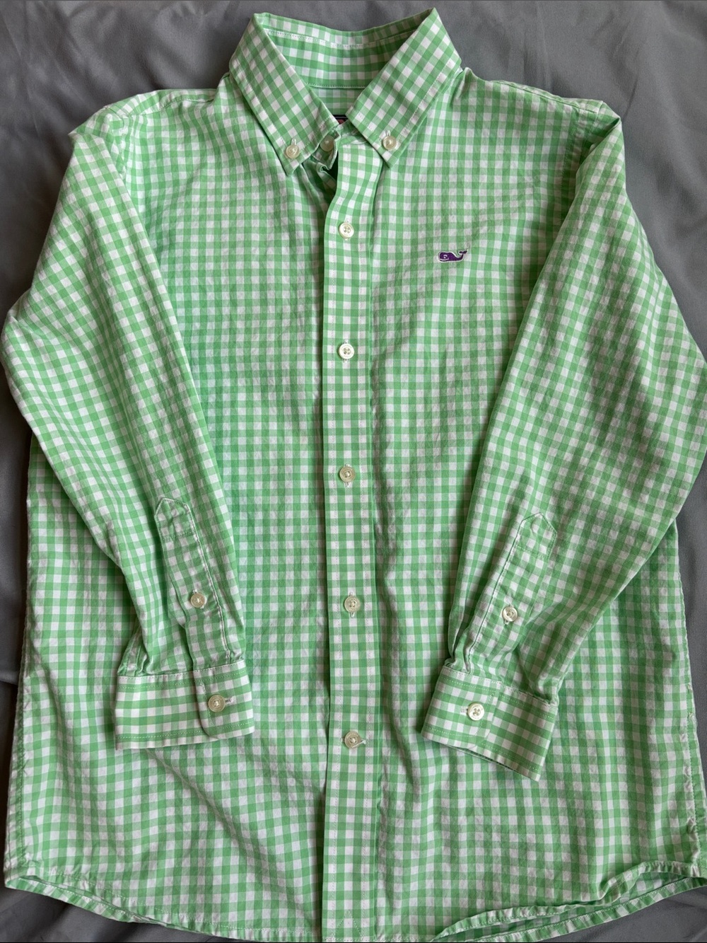 Vineyard Vines Green and White Gingham Button-Down Shirt